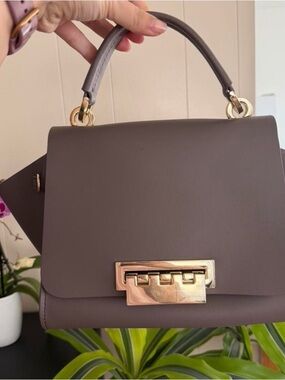 Zac Posen Mauve-Taupe Mini Top-Handle Bag with Gold Hardware